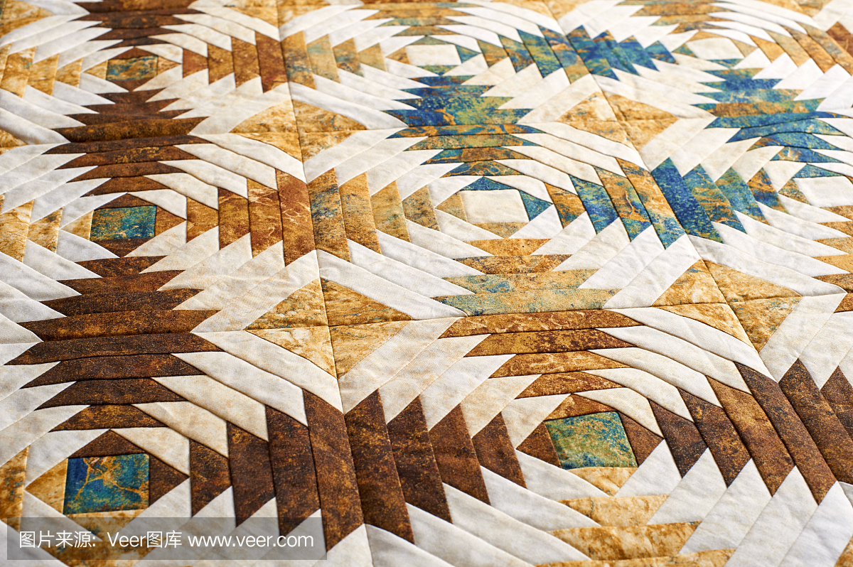 凤梨图案块缝成的棉被碎片,传统的拼布